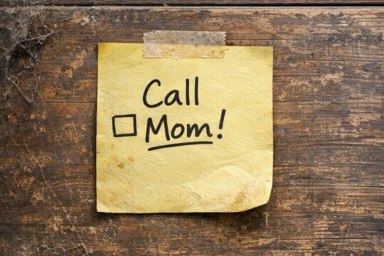 A piece of paper with handwritten note 'call mom' for quick reminder