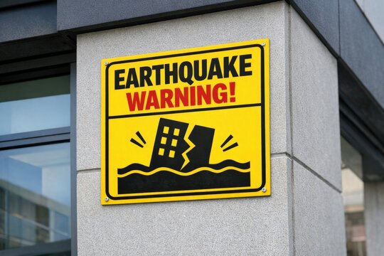 A yellow and black sign on the side of a building, often used to attract attention or provide information