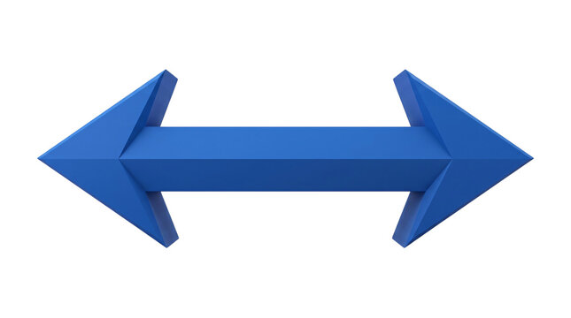 Blue 3D double arrow horizontal direction icon PNG, 3D blue glossy double sided horizontal arrow PNG, Glossy 3D blue horizontal double arrow direction PNG