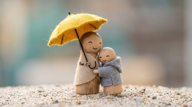 Stick figure character providing shelter from rain to highlight the importance of helping vulnerable people.