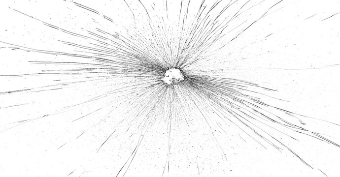 Broken glass destroying screen with resulting cracks