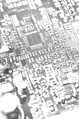 Fototapeta premium Electronic circuit board detail with a microchip, having a transparent background