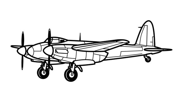 De Havilland Mosquito Aircraft Line Drawing.