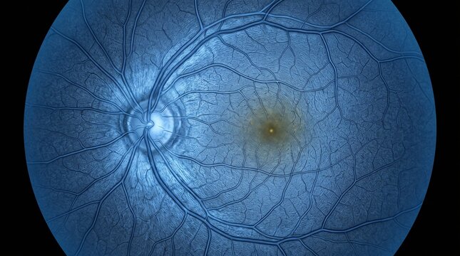 Human eye retina fundus optic nerve blood vessel anatomy