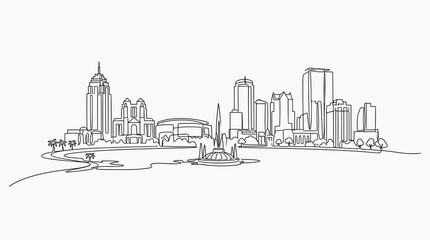 Fototapeta premium Orlando Florida city skyline minimalist line drawing architecture downtown panorama