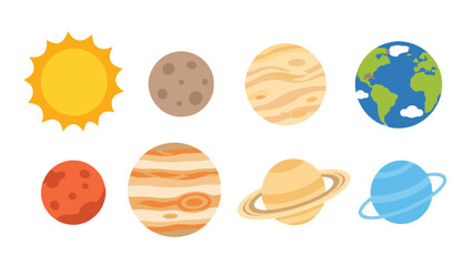 Solar system planets and sun in colorful cartoon vector set © icon_art