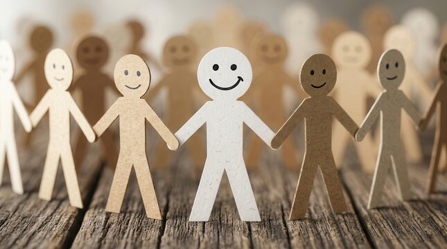 A group of stick figures holding hands to welcome a new member, representing smooth team onboarding and integration.