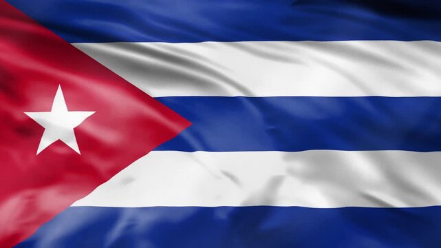 Cuban flag waving in wind with cinematic motion and texture.