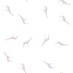 Naklejka premium giraffe animal glyph vector seamless pattern. giraffe animal signthin illustration