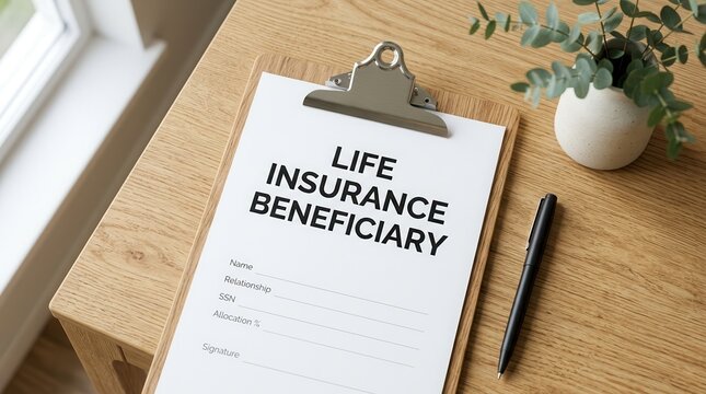 Ensuring legacy and inheritance with a life insurance beneficiary document.