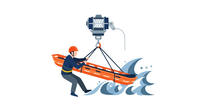 Rescue worker using drone for sea operation.