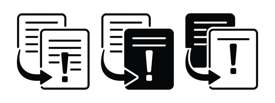 File Overwrite Warning Icon Featuring Document Replace Risk Symbol For File Management, Data Safety, Overwrite Prevention And Digital Storage Security Concepts.