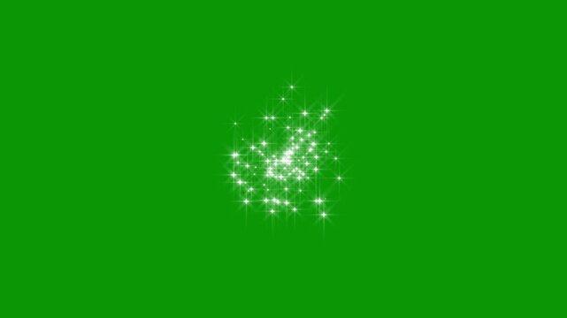 Magic Glitter Sparkle Trail, White Twinkling Stars, Fairy Dust Glow Shine Particles, Glitter Burst Animation, green Screen Background, Shimmering Light Effect. 4k