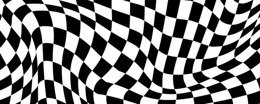 Black and white checkered rectangular frame. Square racing checkerboard pattern. Chessboard geometric pattern. Rally checkerboard pattern. Finish racing frame. Vector illustration on white background
