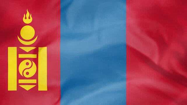 Mongolian flag waving cinematic motion background loop video.