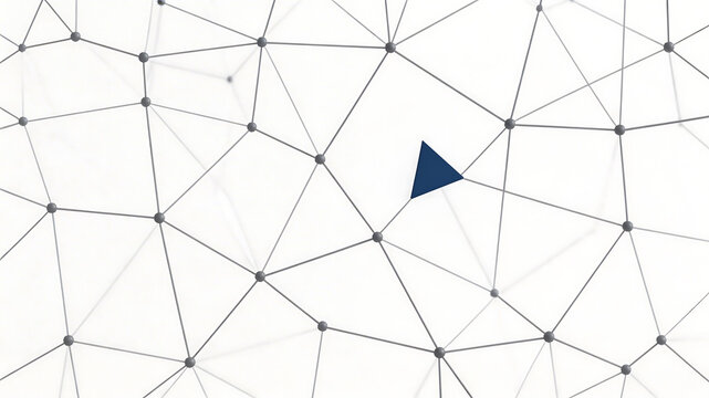 Abstract network pattern with blue triangle