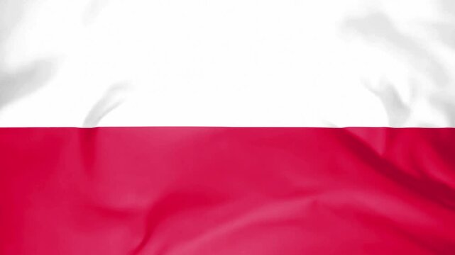 Waving poland flag motion background footage with silk texture.