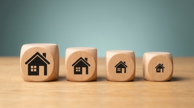 A visual concept of downsizing property by choosing smaller houses for retirement time.