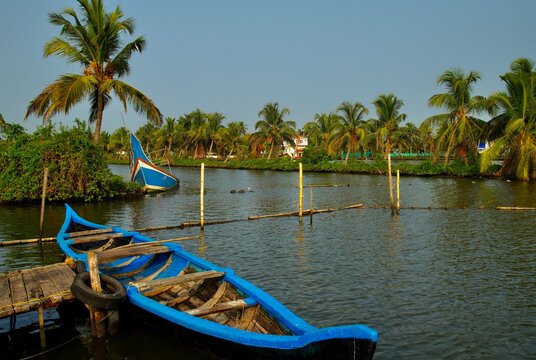 small open boat in the lake
