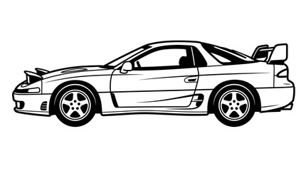 Naklejka premium Classic Sports Car Illustration Side View 1.
