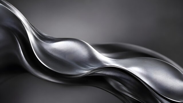Abstract illustration of flowing liquid silver or chrome waves with metallic textures. Elegant professional design ideal for high end automotive ads and modern tech backgrounds.