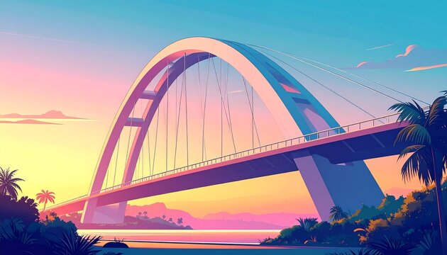 Colorful roller coaster at sunset with vibrant sky.