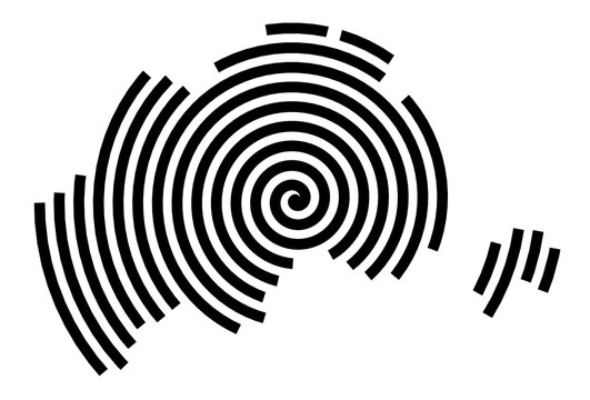 Symbol Map of the City Colmenar Viejo (Spain) showing the city with a black spiral line