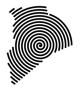 Symbol Map of the City Mataro (Spain) showing the city with a black spiral line
