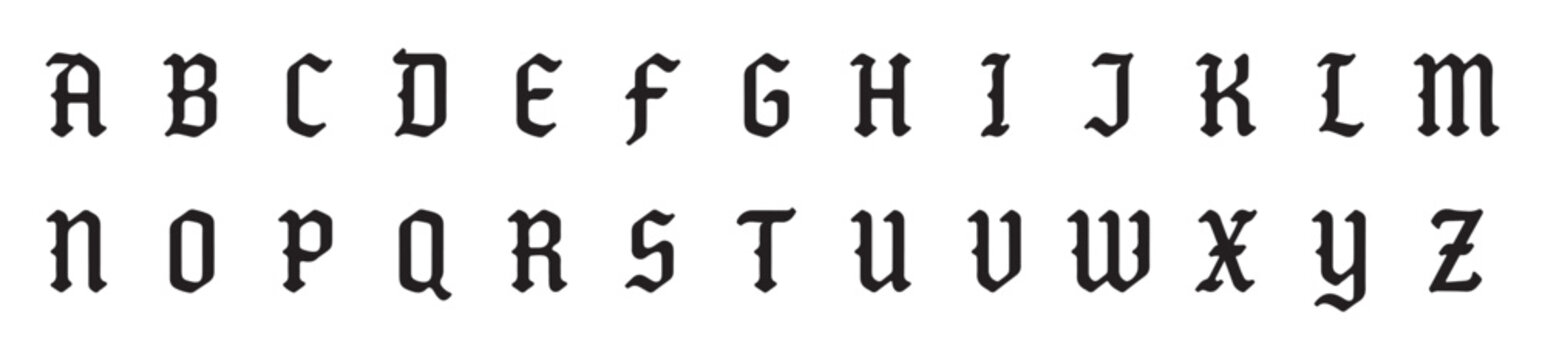 Gothic alphabet, black letters, a to z