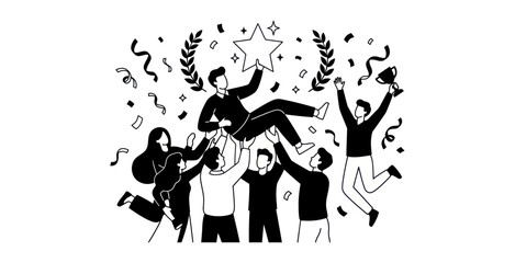 Obraz premium Team Success Celebration Vector Illustration