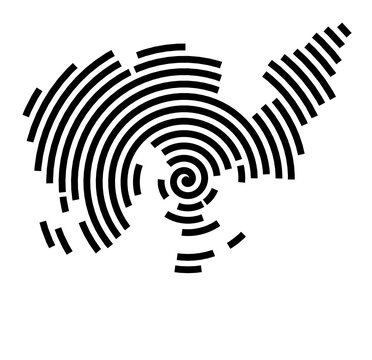 Symbol Map of the City Helsinki_Helsingfors (Finland) showing the city with a black spiral line