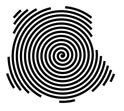 Symbol Map of the City Paris 10e Arrondissement (France) showing the city with a black spiral line