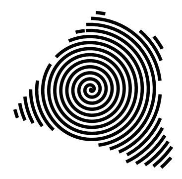 Symbol Map of the City Paris 14e Arrondissement (France) showing the city with a black spiral line