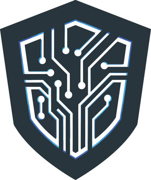 Blue cybersecurity shield with digital binary code and circuit patterns blue shield cybersecurity digital binary code