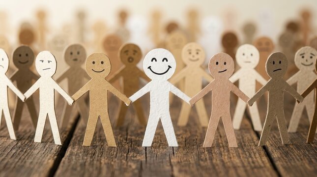 Symbolic representation of a new employee being welcomed into a team through a smiling stick figure and group connection.