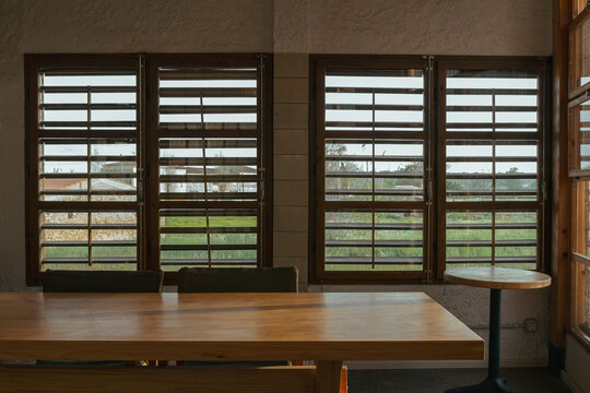 Sunlit wooden interior