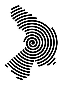 Symbol Map of the City Erd (Hungary) showing the city with a black spiral line