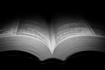 Fototapeta premium open book on black background