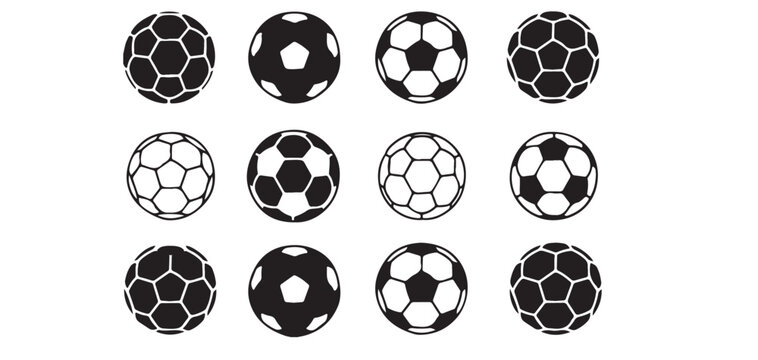Soccer Ball Icon Set Football Ball Black and White Sports Vector Collection vector illustrator eps10