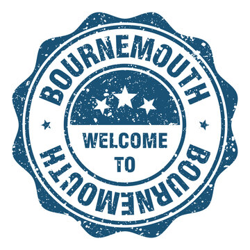 Welcome to Bournemouth red grunge round stamp. Welcome to Bournemouth stamp