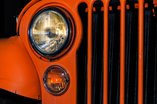 classic car headlight and grill