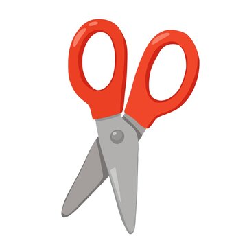 Cute red scissors. Isolated on white background. For back-to-school designs, classroom decorations, educational materials, stickers, children's products, planners, stickers.