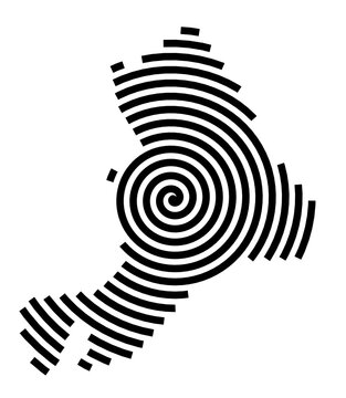 Symbol Map of the City Capelle aan den IJssel (Netherlands) showing the city with a black spiral line