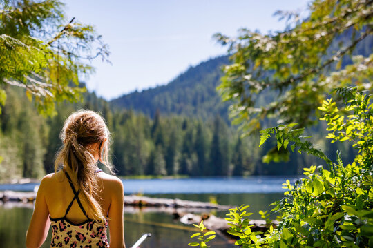 Girl in summer going to swim