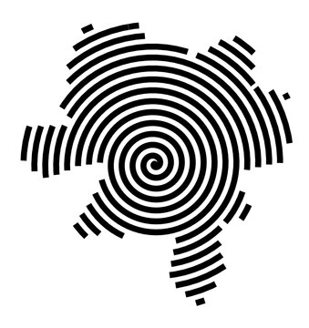 Symbol Map of the City Belchatow (Poland) showing the city with a black spiral line