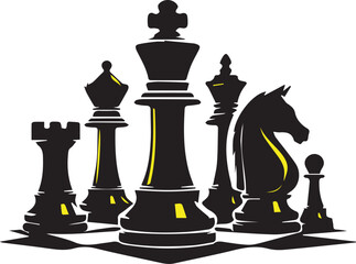 Black chess pieces on a board. © RIKARDO