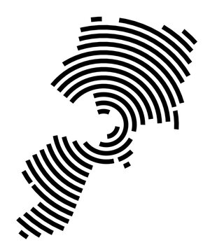 Symbol Map of the City Stargard (Poland) showing the city with a black spiral line