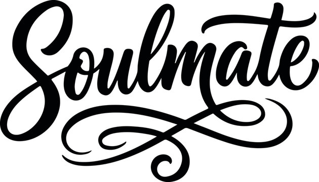 Soulmate typography vector illustration on transparent background for romantic designs and relationship marketing