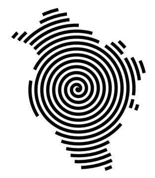 Symbol Map of the City Turda (Romania) showing the city with a black spiral line