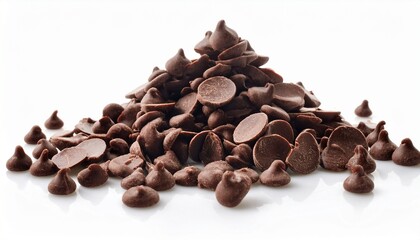 Obraz premium chocolate chips scattered on white background
